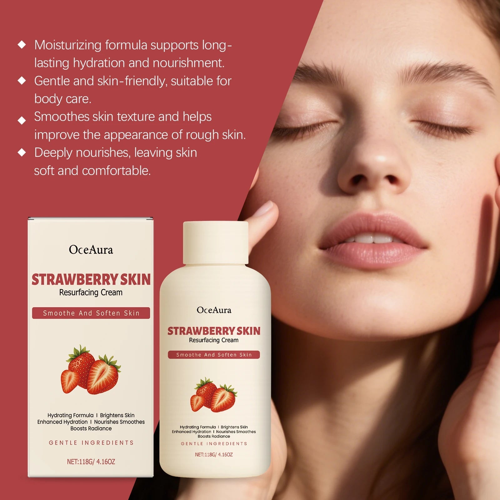 Salicylic Acid Strawberry Rejuvenating Body Cream Deep Moisturizing Improve Rough Skin Relieve Dullness Brightening Body Lotion by Pita for